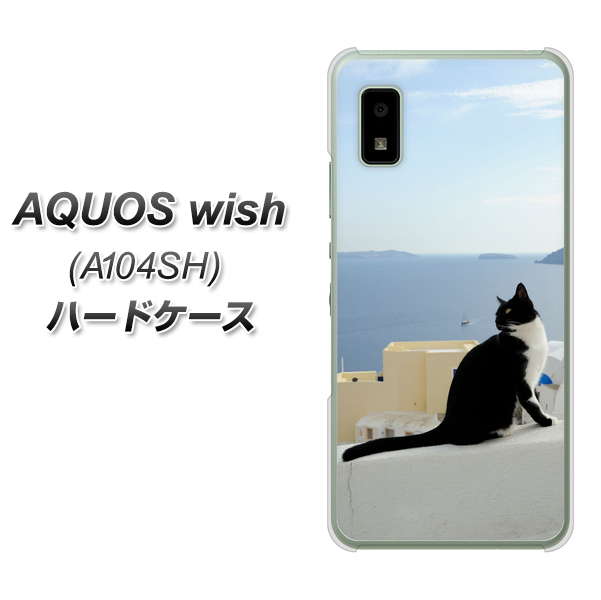 AQUOS wish A104SH Y!mobile 高画質仕上げ 背面印刷 ハードケース【VA805 ネコと地中海】