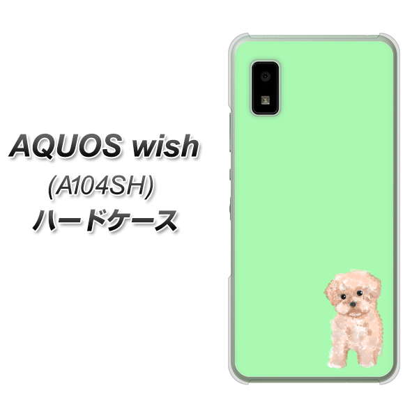 AQUOS wish A104SH Y!mobile 高画質仕上げ 背面印刷 ハードケース【YJ063 トイプードルアプリコット（グリーン）】