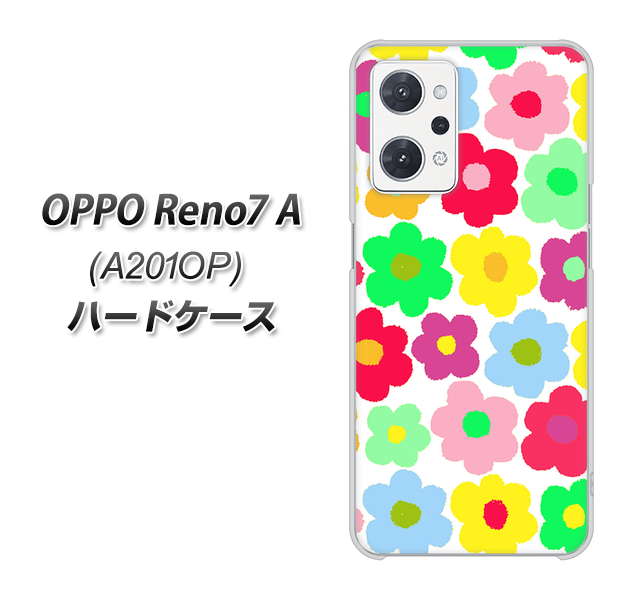 OPPO Reno7 A A201OP Y!mobile 高画質仕上げ 背面印刷 ハードケース【758 ルーズフラワーカラフル】