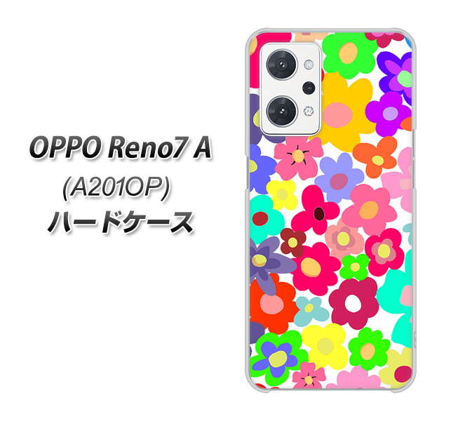 OPPO Reno7 A A201OP Y!mobile 高画質仕上げ 背面印刷 ハードケース【782 春のルーズフラワーWH】