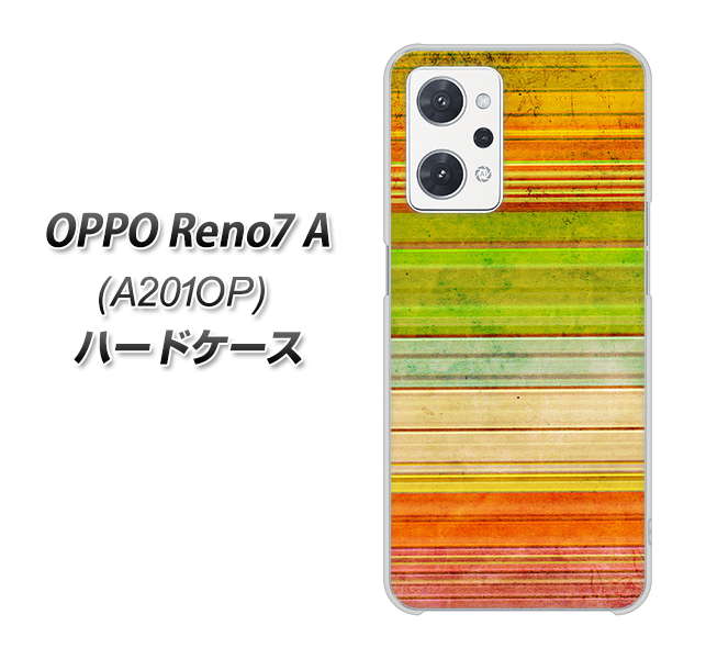 OPPO Reno7 A A201OP Y!mobile 高画質仕上げ 背面印刷 ハードケース【1324 ビンテージボーダー（色彩）】