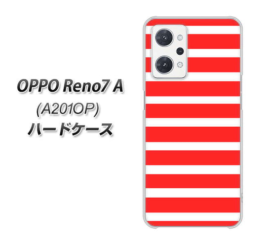 OPPO Reno7 A A201OP Y!mobile 高画質仕上げ 背面印刷 ハードケース【EK881 ボーダーレッド】