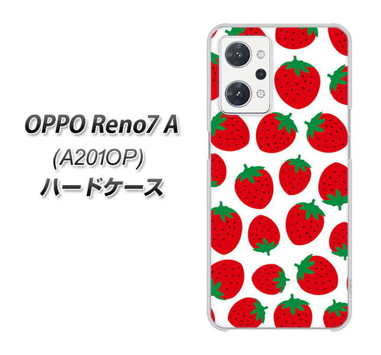 OPPO Reno7 A A201OP Y!mobile 高画質仕上げ 背面印刷 ハードケース【SC811 小さいイチゴ模様 レッド】