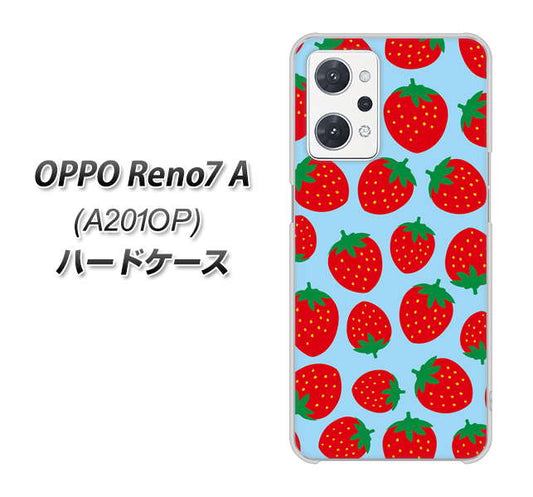 OPPO Reno7 A A201OP Y!mobile 高画質仕上げ 背面印刷 ハードケース【SC814 小さいイチゴ模様 レッドとブルー】