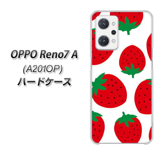 OPPO Reno7 A A201OP Y!mobile 高画質仕上げ 背面印刷 ハードケース【SC818 大きいイチゴ模様レッド】