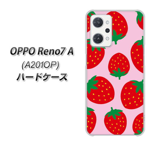 OPPO Reno7 A A201OP Y!mobile 高画質仕上げ 背面印刷 ハードケース【SC820 大きいイチゴ模様レッドとピンク】