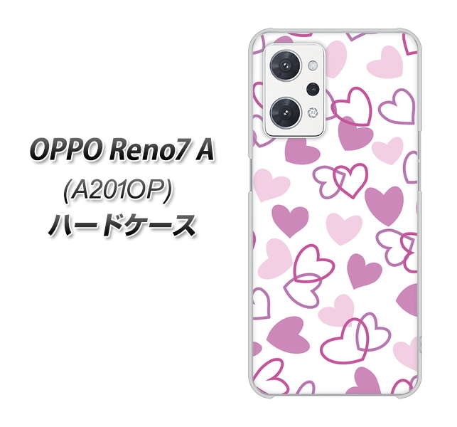 OPPO Reno7 A A201OP Y!mobile 高画質仕上げ 背面印刷 ハードケース【VA928 ハートがいっぱい パープル】