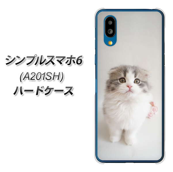 シンプルスマホ6 A201SH SoftBank 高画質仕上げ 背面印刷 ハードケース【VA803 まっていますネコ】