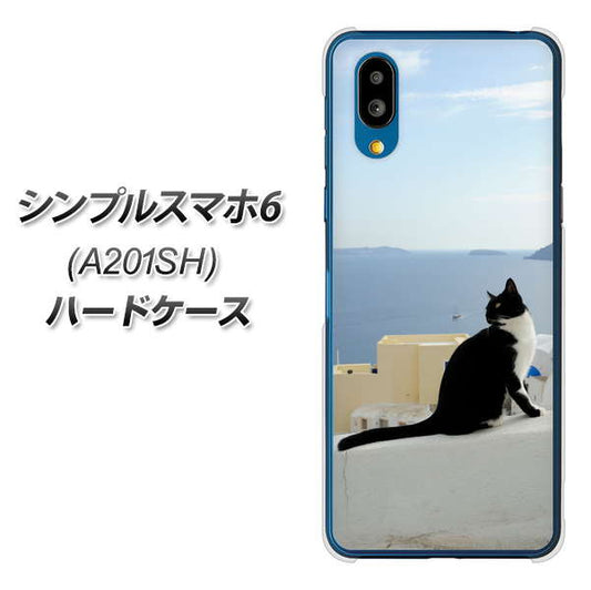 シンプルスマホ6 A201SH SoftBank 高画質仕上げ 背面印刷 ハードケース【VA805 ネコと地中海】