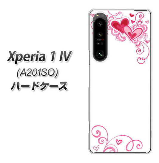 Xperia 1 IV A201SO SoftBank 高画質仕上げ 背面印刷 ハードケース【365 ハートフレーム】