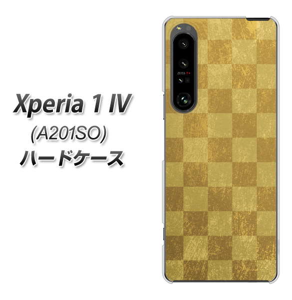 Xperia 1 IV A201SO SoftBank 高画質仕上げ 背面印刷 ハードケース【619 市松模様—金（骨董風に傷んだイメージ）】