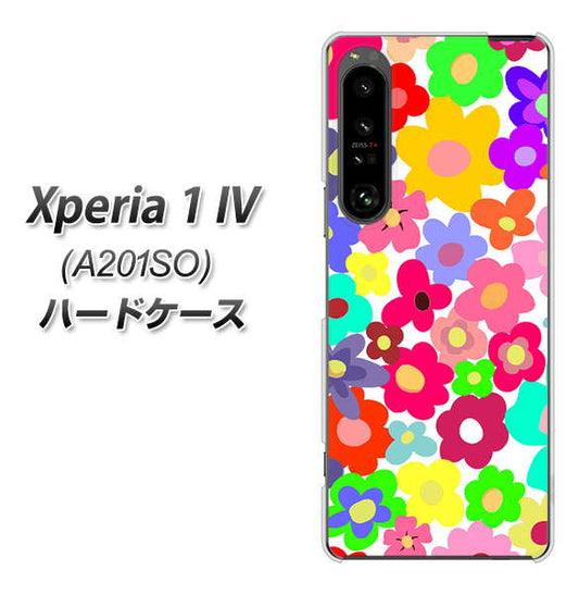 Xperia 1 IV A201SO SoftBank 高画質仕上げ 背面印刷 ハードケース【782 春のルーズフラワーWH】