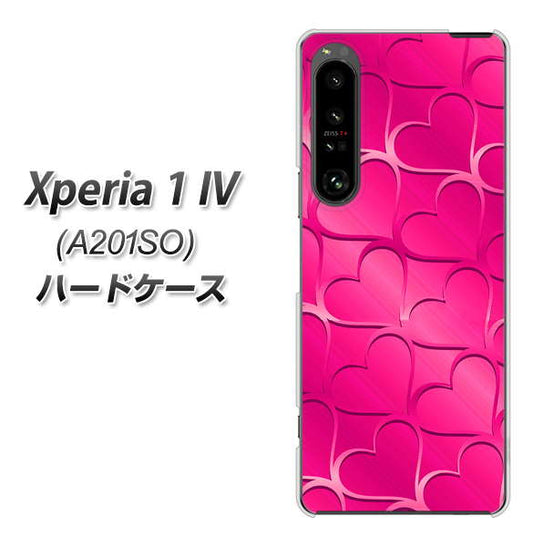 Xperia 1 IV A201SO SoftBank 高画質仕上げ 背面印刷 ハードケース【1347 かくれハート（ショッキングピンク）】