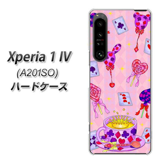 Xperia 1 IV A201SO SoftBank 高画質仕上げ 背面印刷 ハードケース【AG817 トランプティー（ピンク）】