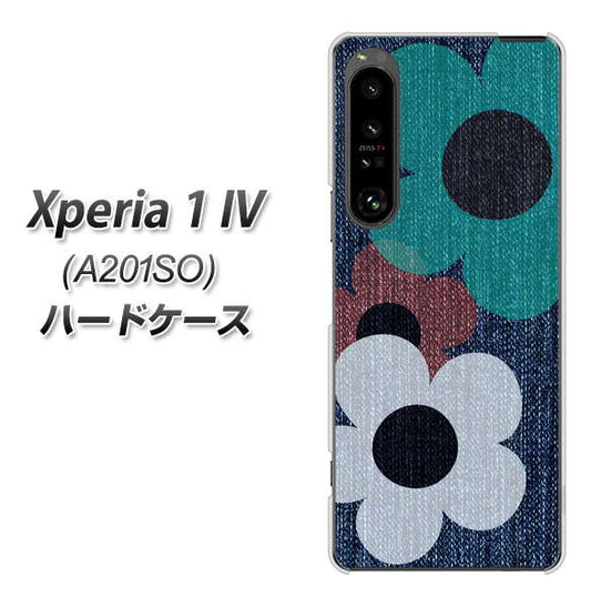 Xperia 1 IV A201SO SoftBank 高画質仕上げ 背面印刷 ハードケース【EK869 ルーズフラワーinデニム風】