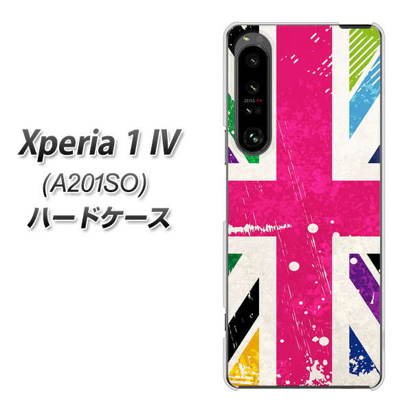 Xperia 1 IV A201SO SoftBank 高画質仕上げ 背面印刷 ハードケース【SC806 ユニオンジャック ピンクビンテージ】