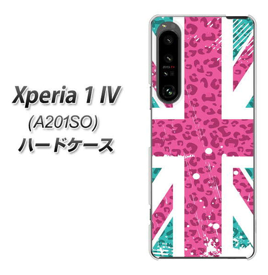 Xperia 1 IV A201SO SoftBank 高画質仕上げ 背面印刷 ハードケース【SC807 ユニオンジャック ピンクヒョウ柄】