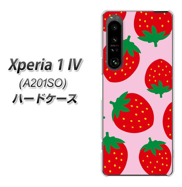 Xperia 1 IV A201SO SoftBank 高画質仕上げ 背面印刷 ハードケース【SC820 大きいイチゴ模様レッドとピンク】