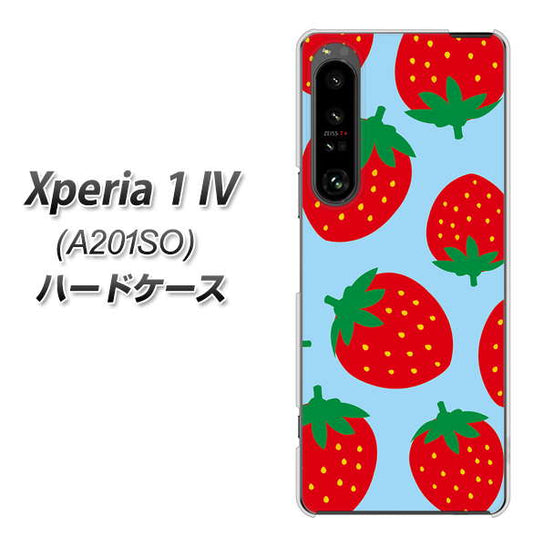 Xperia 1 IV A201SO SoftBank 高画質仕上げ 背面印刷 ハードケース【SC821 大きいイチゴ模様レッドとブルー】