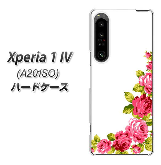 Xperia 1 IV A201SO SoftBank 高画質仕上げ 背面印刷 ハードケース【VA825 バラのフレーム(白)】