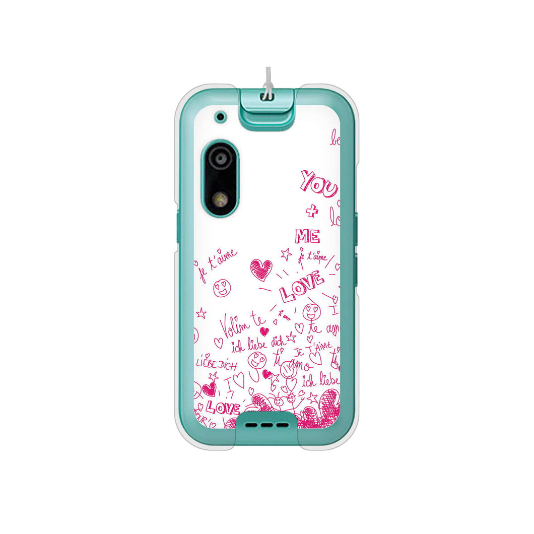 キッズフォン3 A201ZT SoftBank 高画質仕上げ 背面印刷 ハードケースプリティハート