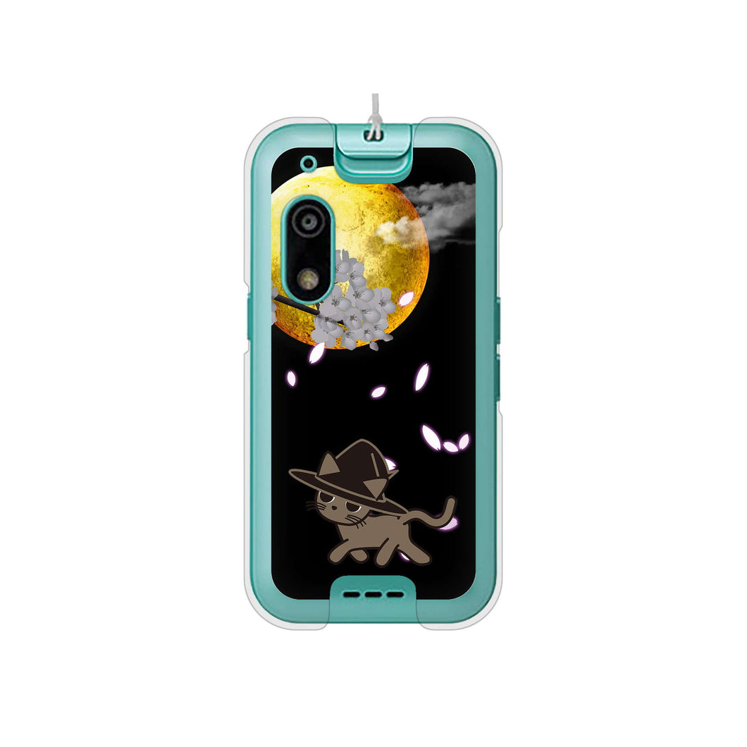 キッズフォン3 A201ZT SoftBank 高画質仕上げ 背面印刷 ハードケース夜とネコ