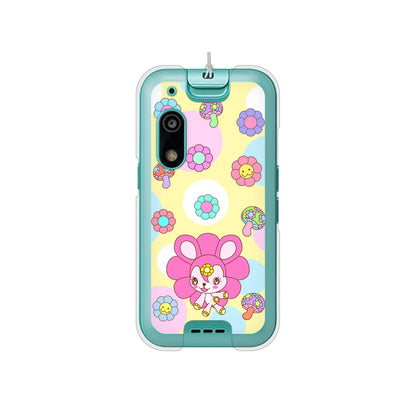 キッズフォン3 A201ZT SoftBank 高画質仕上げ 背面印刷 ハードケースむかいあぐる フラワーうさぎのフラッピョン