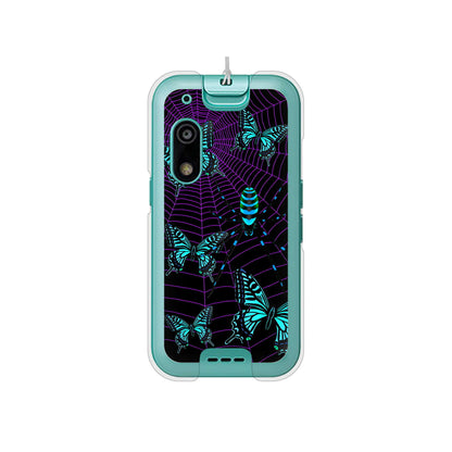 キッズフォン3 A201ZT SoftBank 高画質仕上げ 背面印刷 ハードケースむかいあぐる 蜘蛛の巣に舞う蝶