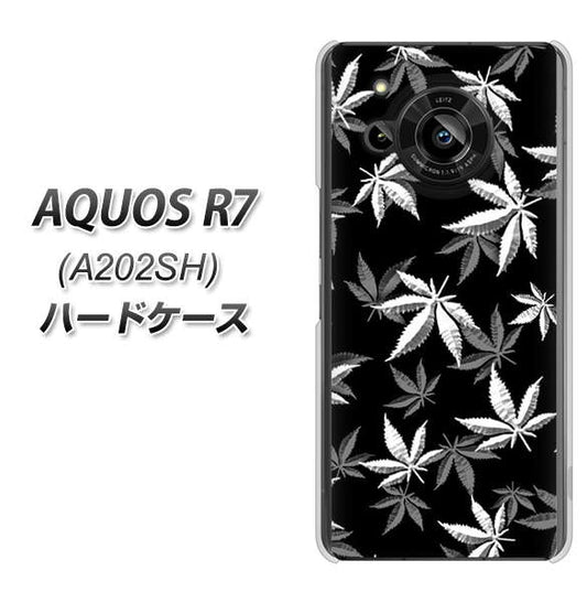 AQUOS R7 A202SH SoftBank 高画質仕上げ 背面印刷 ハードケース【064 モノトーン大麻ブラック】