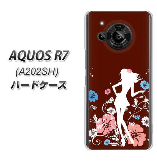 AQUOS R7 A202SH SoftBank 高画質仕上げ 背面印刷 ハードケース【110 ハイビスカスと少女】