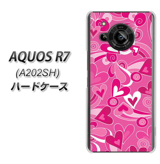 AQUOS R7 A202SH SoftBank 高画質仕上げ 背面印刷 ハードケース【383 ピンクのハート】