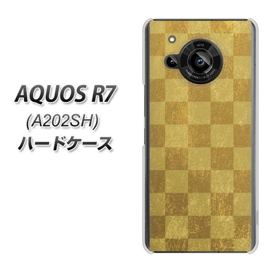 AQUOS R7 A202SH SoftBank 高画質仕上げ 背面印刷 ハードケース【619 市松模様—金（骨董風に傷んだイメージ）】