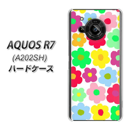 AQUOS R7 A202SH SoftBank 高画質仕上げ 背面印刷 ハードケース【758 ルーズフラワーカラフル】