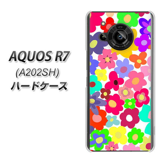 AQUOS R7 A202SH SoftBank 高画質仕上げ 背面印刷 ハードケース【782 春のルーズフラワーWH】