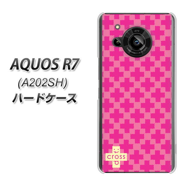 AQUOS R7 A202SH SoftBank 高画質仕上げ 背面印刷 ハードケース【IB901 クロスドット_ピンク】