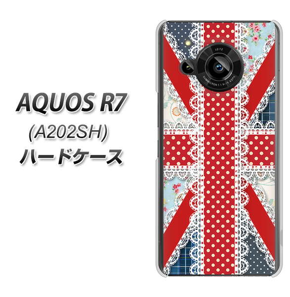 AQUOS R7 A202SH SoftBank 高画質仕上げ 背面印刷 ハードケース【SC805 ユニオンジャック レース】