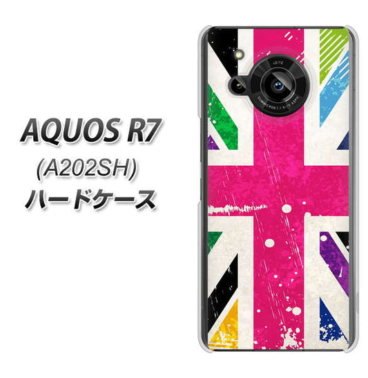 AQUOS R7 A202SH SoftBank 高画質仕上げ 背面印刷 ハードケース【SC806 ユニオンジャック ピンクビンテージ】