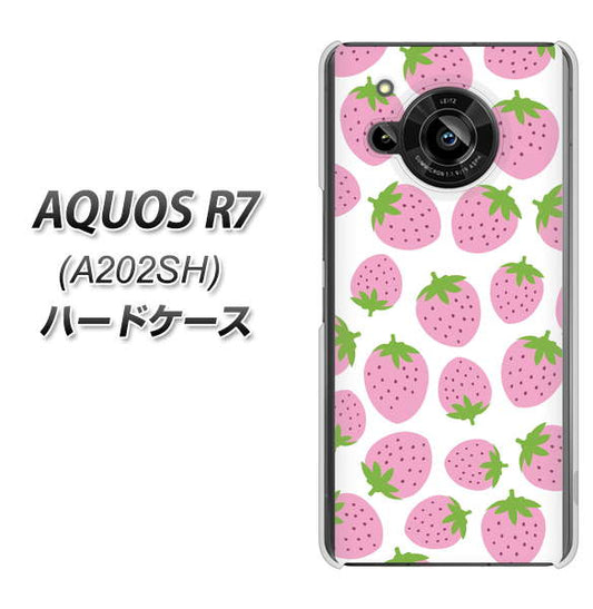 AQUOS R7 A202SH SoftBank 高画質仕上げ 背面印刷 ハードケース【SC809 小さいイチゴ模様 ピンク】