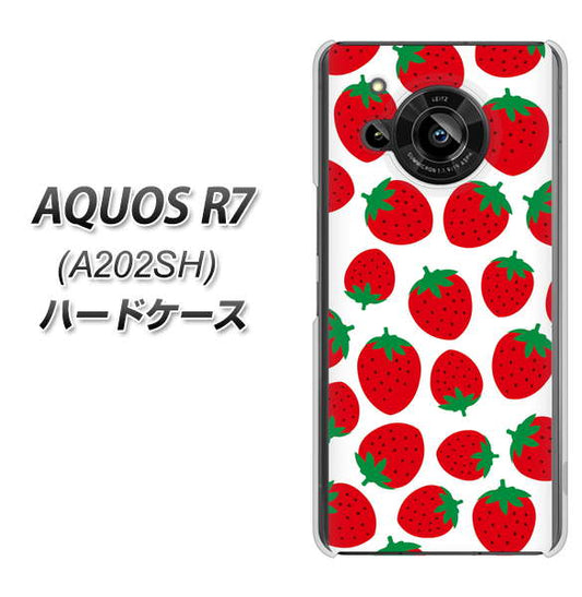 AQUOS R7 A202SH SoftBank 高画質仕上げ 背面印刷 ハードケース【SC811 小さいイチゴ模様 レッド】