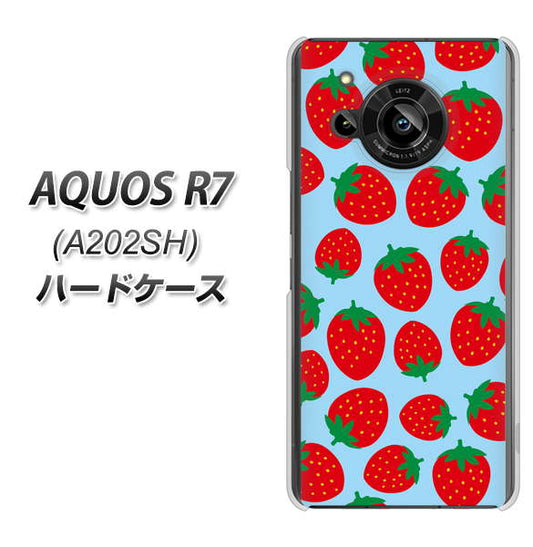 AQUOS R7 A202SH SoftBank 高画質仕上げ 背面印刷 ハードケース【SC814 小さいイチゴ模様 レッドとブルー】