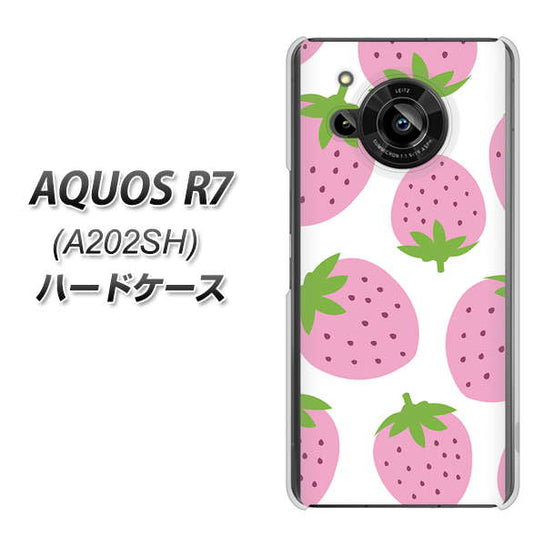 AQUOS R7 A202SH SoftBank 高画質仕上げ 背面印刷 ハードケース【SC816 大きいイチゴ模様 ピンク】