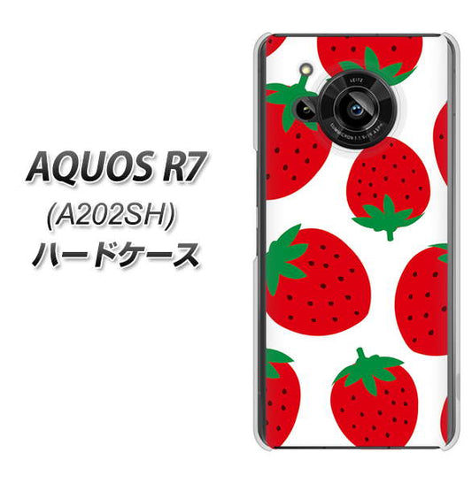 AQUOS R7 A202SH SoftBank 高画質仕上げ 背面印刷 ハードケース【SC818 大きいイチゴ模様レッド】