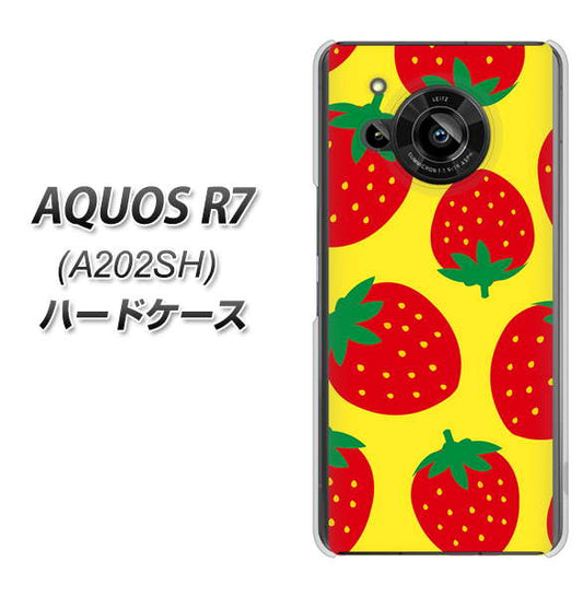 AQUOS R7 A202SH SoftBank 高画質仕上げ 背面印刷 ハードケース【SC819 大きいイチゴ模様レッドとイエロー】