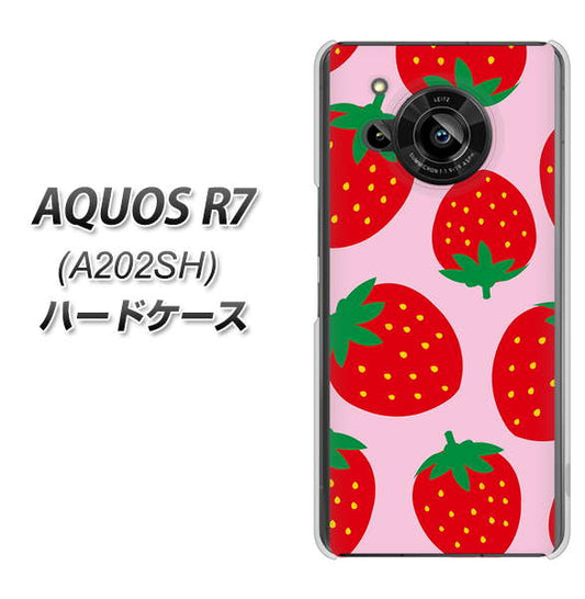AQUOS R7 A202SH SoftBank 高画質仕上げ 背面印刷 ハードケース【SC820 大きいイチゴ模様レッドとピンク】