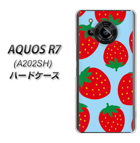 AQUOS R7 A202SH SoftBank 高画質仕上げ 背面印刷 ハードケース【SC821 大きいイチゴ模様レッドとブルー】