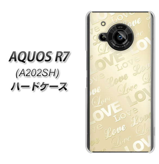AQUOS R7 A202SH SoftBank 高画質仕上げ 背面印刷 ハードケース【SC840 エンボス風LOVEリンク（ヌーディーベージュ）】