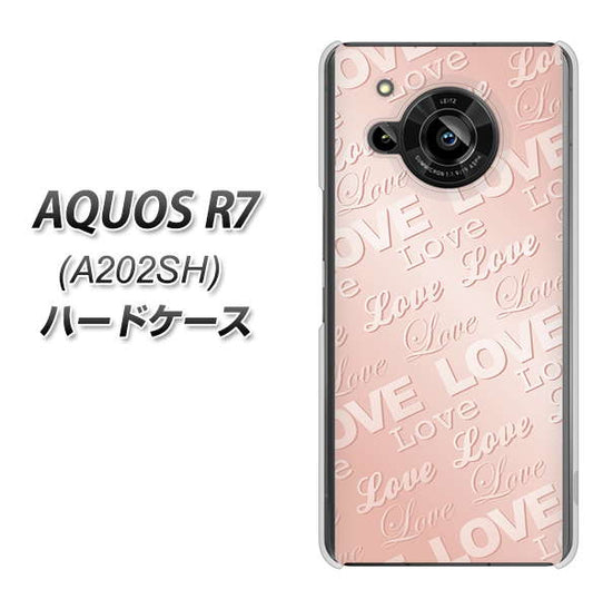 AQUOS R7 A202SH SoftBank 高画質仕上げ 背面印刷 ハードケース【SC841 エンボス風LOVEリンク（ローズピンク）】