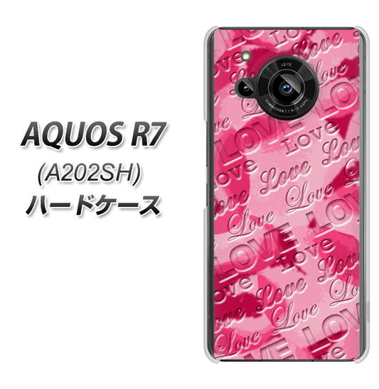 AQUOS R7 A202SH SoftBank 高画質仕上げ 背面印刷 ハードケース【SC845 フラワーヴェルニLOVE濃いピンク（ローズアンディアン）】