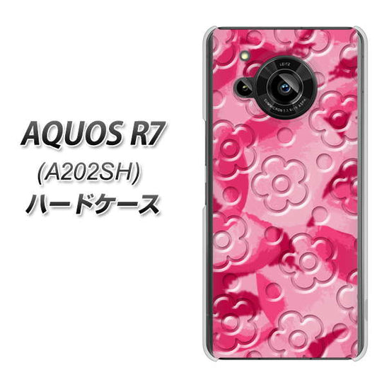 AQUOS R7 A202SH SoftBank 高画質仕上げ 背面印刷 ハードケース【SC847 フラワーヴェルニ花濃いピンク（ローズアンディアン）】