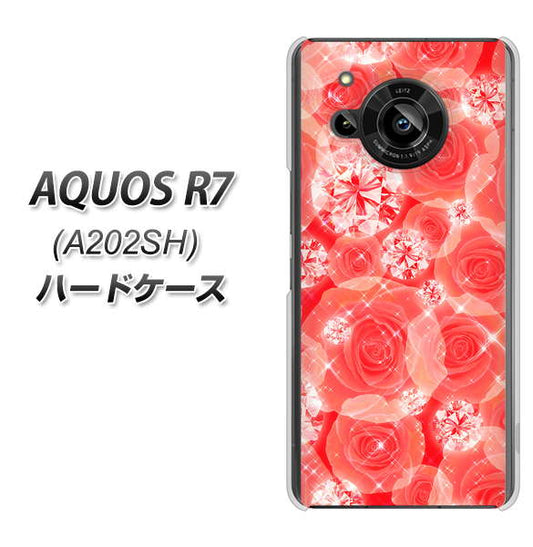 AQUOS R7 A202SH SoftBank 高画質仕上げ 背面印刷 ハードケース【VA816 ダイヤモンドとバラ】